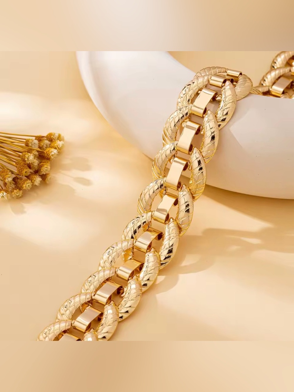 Exquisite Unique Gold Chain Link Bracelet Necklace Chocker